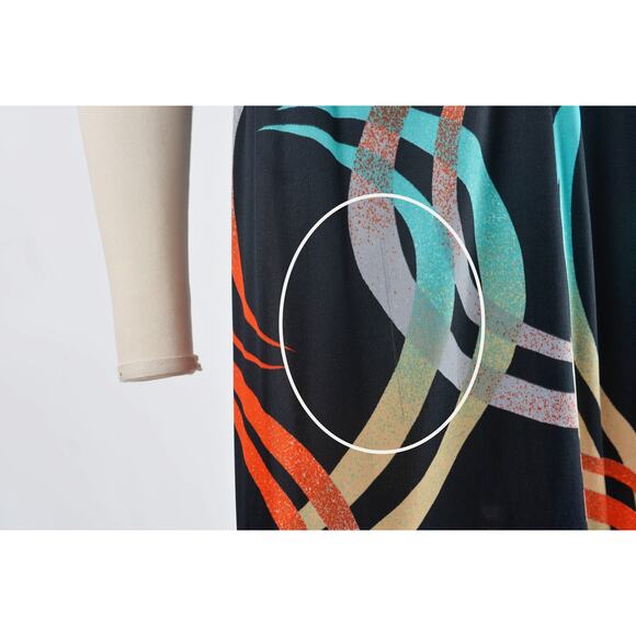 Vintage Black Maxi Dress with Red and Blue Accents - Picture 8 of 9